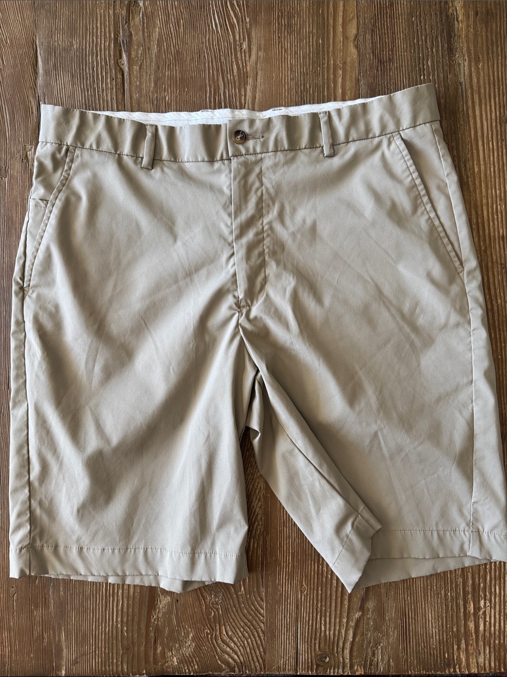 Greg Norman Collection Khaki Flat-Front Shorts